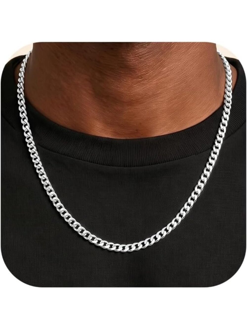 Men's Sterling Silver Cuban Chain Necklace - 3.5mm/5mm/7mm Adjustable Length